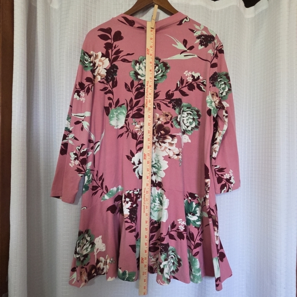 Reborn J The Plus Tunic Top Blouse Pink Floral 2X - Picture 4 of 7